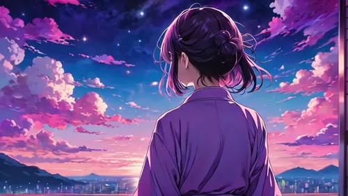 dusk background,purple landscape,sky,japanese sakura background,la violetta,dusk,sakura background,night sky,unicorn background,purple background,purple wallpaper,would a background,landscape background,the horizon,sky rose,the night sky,ultraviolet,pink-purple,purple and pink,nightsky,Illustration,Japanese style,Japanese Style 04