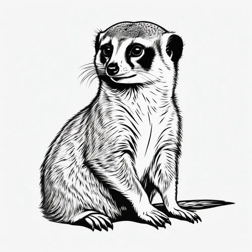 slow loris,pygmy sloth,mustelidae,meerkat,black-footed ferret,north american raccoon,badger,raccoon,coatimundi,philomachus pugnax,mustelid,tamarin,pygmy slow loris,bradypus pygmaeus,suricata suricatta,marsupial,polecat,sciurus,lemur,sloth,Illustration,Black and White,Black and White 04