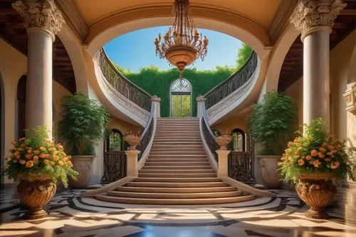 cochere,entranceways,philbrook,rosecliff,entranceway,outside staircase,entryway,villa d'este,staircase,broadmoor,entryways,walkway,archways,nemacolin,archly,cliveden,villa balbianello,neoclassical,winding staircase,palladianism,Illustration,Realistic Fantasy,Realistic Fantasy 26