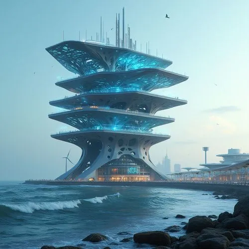 futuristic architecture,futuristic landscape,the energy tower,arcology,seasteading,cyberport,futuristic art museum,sedensky,house of the sea,sky space concept,yamatai,imperial shores,solar cell base,ordos,futuristic,kaidan,cellular tower,unbuilt,scifi,alien ship,Photography,General,Realistic