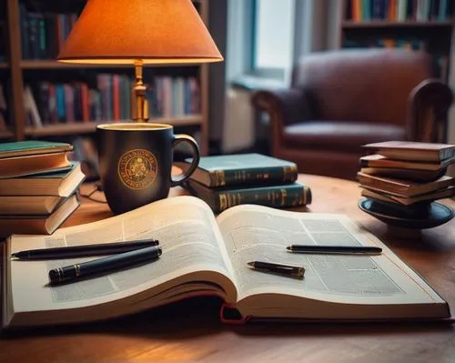 Modern game architecture, open book, detailed pages, colorful diagrams, wooden desk, leather office chair, floor lamp, warm lighting, cozy study room, bookshelves filled with programming books, coffee