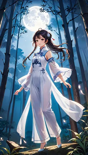 hanbok,ao dai,japanese sakura background,forest background,wuchang,night-blooming jasmine,anime japanese clothing,mukimono,mountain spirit,jasmine blue,game illustration,cg artwork,sakura background,oriental princess,chidori is the cherry blossoms,the mystical path,jasmine blossom,mystical portrait of a girl,studio ghibli,water-the sword lily,Anime,Anime,General