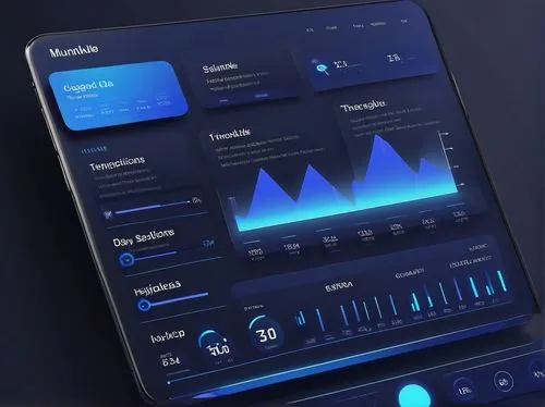 Modern single-page application architecture design, futuristic dashboard interface, sleek lines, minimalist aesthetic, glowing blue accents, clean typography, responsive layout, scrolling animation, i