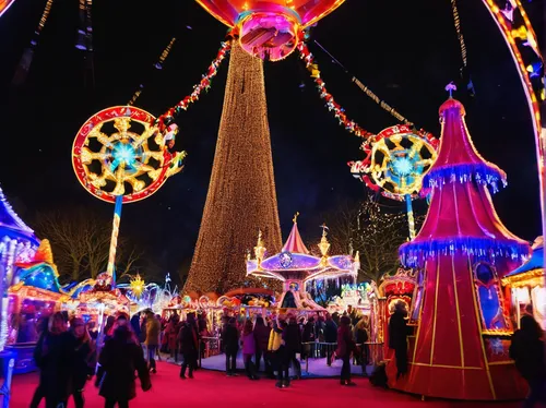 annual fair,carnival tent,funfair,fairground,festival of lights,neon carnival brasil,disneyland paris,winter festival,fest of lights,the holiday of lights,shanghai disney,universal exhibition of paris,christmas market,circus tent,feria colors,tokyo disneyland,carnival,vivid sydney,ferris wheel,merry-go-round,Illustration,Realistic Fantasy,Realistic Fantasy 37