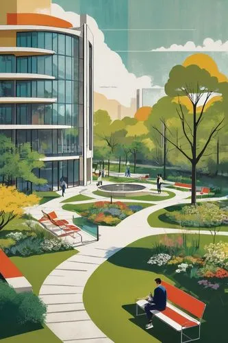 landscaped,oakbrook,urban park,cohousing,greenspace,greenspaces,spring garden,neutra,suburbanized,sunnybrook,reston,mid century modern,ohsu,cedarvale,hurontario,googleplex,greenspring,woodberry,landscaping,arborway,Art,Artistic Painting,Artistic Painting 43