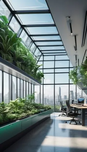 modern office,blur office background,offices,daylighting,glass roof,skybridge,roof garden,atriums,groundfloor,roof landscape,planta,bureaux,sky space concept,conference room,working space,oscorp,glass wall,skyscapers,skyloft,green plants,Illustration,Realistic Fantasy,Realistic Fantasy 12