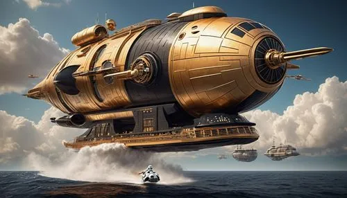 bathysphere,skyship,bathyscaphe,airship,steampunk,sea fantasy,airships,air ship,diving bell,submersibles,landship,caravel,vimana,nautilus,steamhammer,steampunk gears,radebaugh,steamship,steamboy,sci fiction illustration,Photography,General,Cinematic