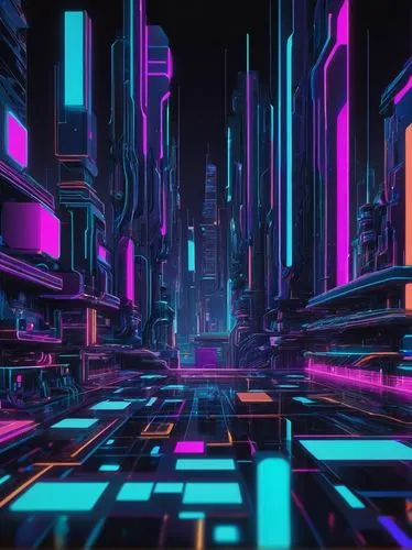 cyberpunk,metropolis,colorful city,futuristic landscape,abstract retro,vapor,cityscape,cyber,80's design,cyberspace,neon arrows,futuristic,fantasy city,scifi,ultraviolet,80s,matrix,shinjuku,cinema 4d,retro background,Illustration,Paper based,Paper Based 17