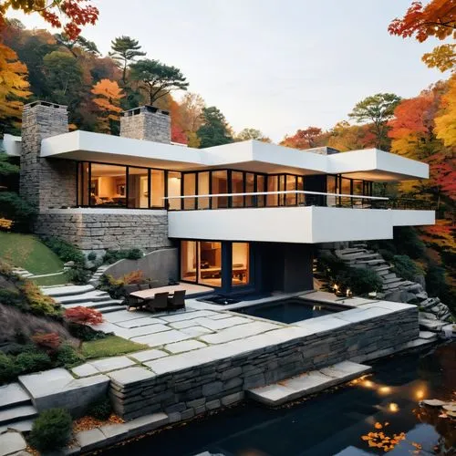 fallingwater,modern house,kimmelman,modern architecture,mid century house,new england style house,Photography,Documentary Photography,Documentary Photography 06