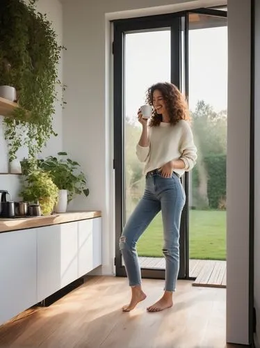 smart home,paykel,commercial,window released,eero,open door,high waist jeans,smarthome,smart house,green living,doorframe,gaggenau,in the door,windowsill,woman drinking coffee,femtocells,frigidaire,big window,veka,giada,Photography,Black and white photography,Black and White Photography 03