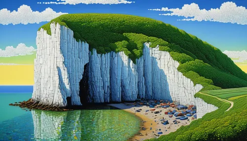 cliffs of etretat,pancake rocks,limestone cliff,chalk cliff,cliffs etretat,lake baikal,cliffs ocean,white cliffs,jusangjeolli cliff,karst landscape,coastal landscape,etretat,baikal lake,panoramical,cliffs,cliff face,hokkaido,the cliffs,mountainous landscape,sea caves,Illustration,Realistic Fantasy,Realistic Fantasy 03