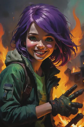 twitch icon,children of war,girl with gun,twitch logo,girl with a gun,post apocalyptic,apocalyptic,fire artist,fire background,renegade,lost in war,the conflagration,child's play,burning hair,riot,world digital painting,girl with speech bubble,purple,ammo,twitch,Conceptual Art,Oil color,Oil Color 04