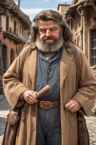 deadwood,hamelin,shoemaker,hobbit,athos,geppetto,puy du fou,leonardo devinci,merchant,cordwainer,drover,old coat,scot,blacksmith,dwarf cookin,chief cook,shaftesbury,musketeer,fraser,a carpenter,Photography,Realistic