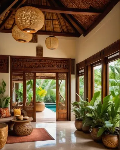 javanese traditional house,amanresorts,anantara,tropical house,verandah,kumarakom,holiday villa,verandahs,home interior,travancore,verandas,interior decor,entryway,veranda,cabana,palapa,cochere,plantation shutters,bali,tangalle,Illustration,Retro,Retro 15