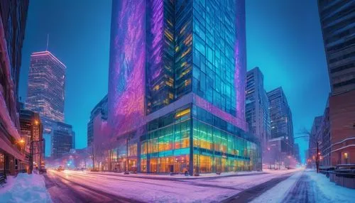 glass building,1 wtc,colorful city,colored lights,cybercity,tishman,minneapolis,urbis,glass facades,kimmelman,new york,newyork,wtc,hudson yards,citicorp,vdara,colorful light,financial district,bjarke,colorful glass,Conceptual Art,Oil color,Oil Color 23