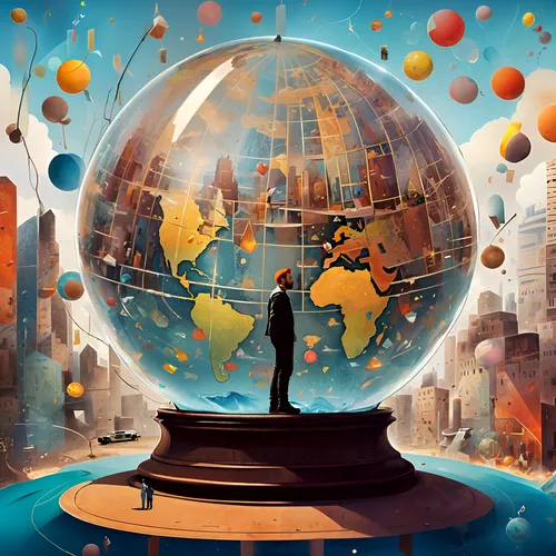 financial world,primosphere,terrestrial globe,prism ball,crystalball,smallworld