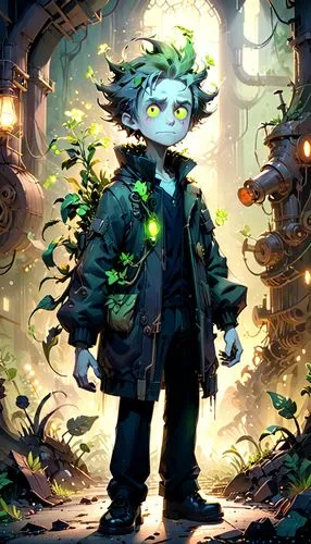 nepeta,forest man,waldmeister,forest clover,scandia gnome,druid grove,goblin,background ivy,druid,mandraki,biologist,adventurer,halloween frankenstein,game illustration,forest king lion,apothecary,killua,wiz,bard,forest background,Anime,Anime,Cartoon