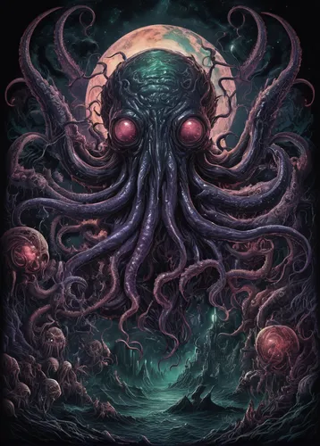 kraken,octopus,cuthulu,god of the sea,tentacles,the bottom of the sea,calamari,zodiac,octopus tentacles,deep sea nautilus,nautilus,deep sea,cephalopod,the vessel,pink octopus,sea god,poseidon,bottom of the sea,tentacle,apiarium,Illustration,Realistic Fantasy,Realistic Fantasy 47