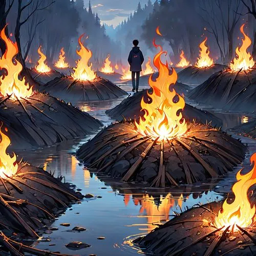 fire background,campfire,lake of fire,campfires,bonfires,forest fire,firelight,bonfire,burned land,fire and water,fire dancer,embers,wildfire,burning earth,fire artist,firewalking,smouldering torches,forest fires,firepit,fire dance,Anime,Anime,General