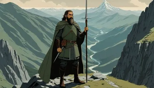 mountain guide,the wanderer,genghis khan,guards of the canyon,the spirit of the mountains,east-european shepherd,shuanghuan noble,trekking pole,kirghystan,heroic fantasy,mountaineer,qinghai,quarterstaff,talahi,mongolian,yi sun sin,mulan,wanderer,nomad,adventurer,Illustration,Japanese style,Japanese Style 08