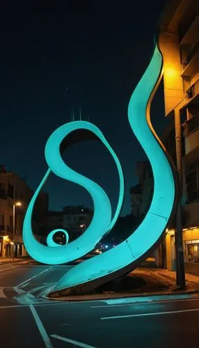  S somente S, S,  em estradas em S, edifícios com curvas de abecedário, neon e luz difusa.  ,lightpainting,light painting,light drawing,light trails,light trail,long exposure,long exposure light,swirl