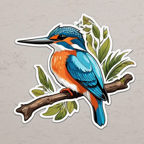 kingfisher,common kingfisher,giant kingfisher,bird illustration,alcedo atthis,coastal bird,rufous,stork billed kingfisher,flower and bird illustration,bird painting,teal and orange,bird drawing,bird png,marsh bird,broadbill,perched on a log,nature bird,tropical bird,vector illustration,an ornamental bird,Unique,Design,Sticker