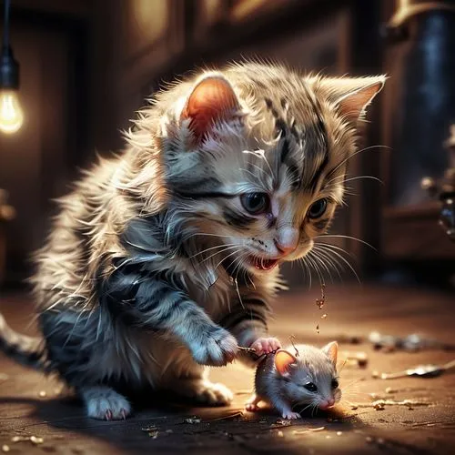 cat and mouse,tabby kitten,stray kitten,kitten,cute cat,mouser,Conceptual Art,Fantasy,Fantasy 01