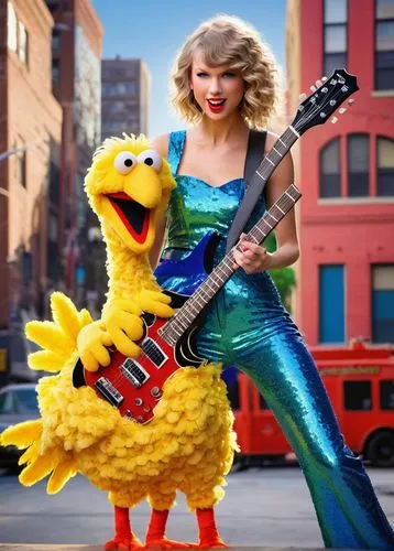 big bird,guitar,sesame street,the guitar,guitar solo,playing the guitar,tayberry,yellow chicken,guitar player,guitars,sustainability icons,singer and actress,concert guitar,keytar,electric guitar,salmonella,telecaster,pop music,painted guitar,2021,Photography,Fashion Photography,Fashion Photography 16