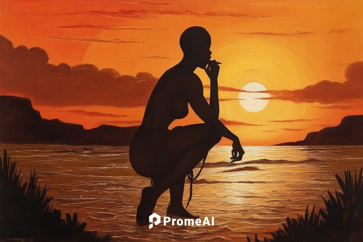 sunset in africa ,african art,woman silhouette,jarawa,khokhloma painting,candomble,thyagaraja,silhouette art,indigenous painting,vishwamitra,african woman,silhouette of man,art silhouette,maliana,oshu