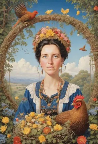 woman holding pie,girl picking apples,girl in a wreath,floral and bird frame,girl picking flowers,girl in flowers