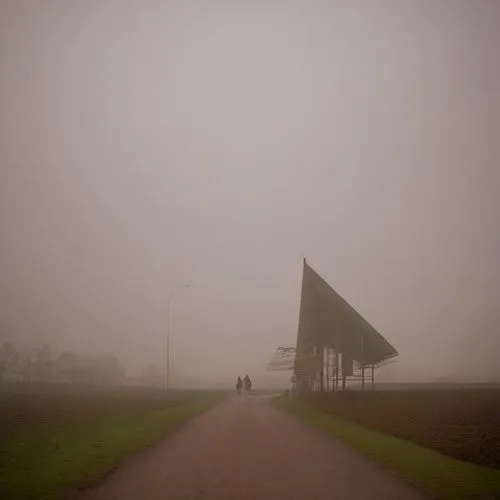  people who drink tea and walk ,a walkway with an overhang is shown at the edge of the walkway,gemeentemuseum,majdanek,soederberg,adjaye,soesterberg,ijburg,Photography,General,Cinematic