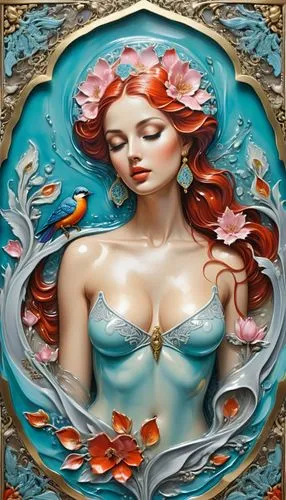 viveros,amphitrite,sirene,mermaid background,melusine,bacchante,Art,Classical Oil Painting,Classical Oil Painting 01