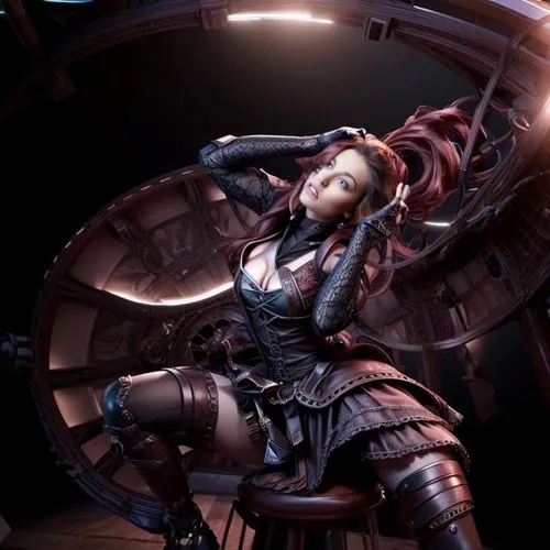 steampunk,gara,steampunk gears,cg artwork,gear shaper,biomechanical,cybernetics,swordswoman,katana,widowmaker,massively multiplayer online role-playing game,neo-burlesque,nora,harley,sextant,huntress,full hd wallpaper,black pearl,female warrior,black widow,Female,Eastern Europeans,Disheveled hair,Youth adult,M,Confidence,Underwear