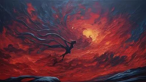 Passion Sexy Painting ,Naked Woman  Abstract Body Art Oil Painting,burning bush,eruption,samuil,lava,volcanic,burning tree trunk,volcanic eruption,erupting,lake of fire,red tree,forest fire,eruptive,l