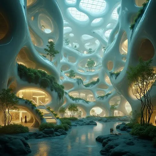 futuristic landscape,biospheres,futuristic architecture,futuristic art museum,arcology,biodome,ecotopia,biosphere,biomes,igloos,mushroom landscape,fractal environment,alien world,diamond lagoon,water cube,sky space concept,biopiracy,fantasy landscape,biome,serpentarium,Photography,General,Realistic