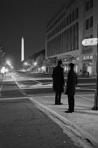 district of columbia,the washington monument,washington monument,washington dc,foggy bottom,lafayette square,black city,national archives,jefferson monument,film noir,uscapitol,arlington,dc,the boulevard arjaan,night photograph,kennedy center,churchill and roosevelt,tidal basin,lafayette park,waterloo plein,Photography,Black and white photography,Black and White Photography 03