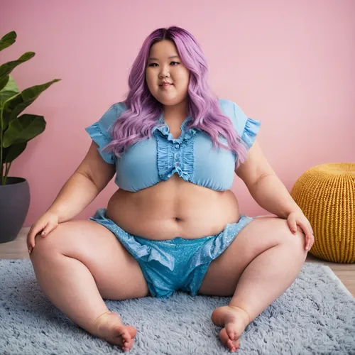 Holding a toy bear,plus-size model,plus-size,plus-sized,fat,tutu,gordita,jasmine blue,purple,sumo wrestler,烧乳鸽,korean,periwinkle,jasmine sky,japanese kawaii,asian costume,lisaswardrobe,pastel colors,t