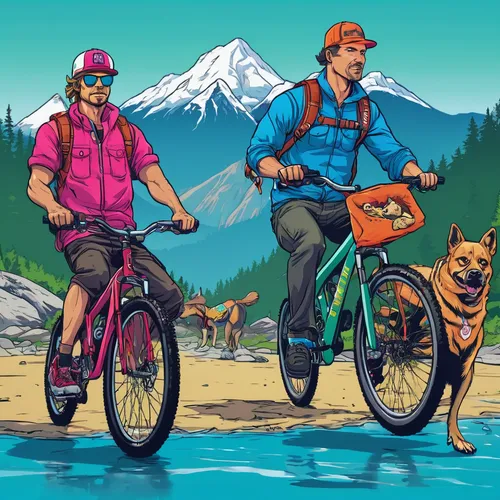 bikejoring,adventure sports,mountain biking,dog hiking,digital nomads,dog illustration,biking,animal sports,riding instructor,bicycle clothing,color dogs,adventure racing,mountain bike,bike tandem,dog sled,mtb,bike land,bicycle ride,bike ride,cross-country cycling,Illustration,Vector,Vector 19