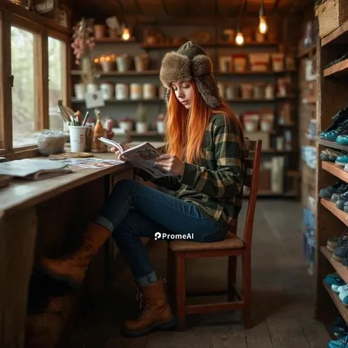 girl studying,blonde woman reading a newspaper,girl at the computer,woman drinking coffee,woman at cafe,barista