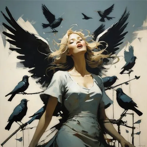 dark angel,doves of peace,photomontage,hadise,dove of peace,Angel,Conceptual Art,Fantasy,Fantasy 10