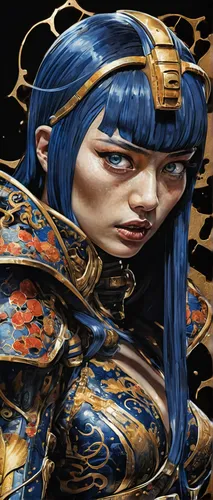 yi sun sin,amano,gentiana,shuanghuan noble,japanese art,blue enchantress,chinese art,hwachae,cleopatra,dark blue and gold,fantasy portrait,geisha,meticulous painting,zodiac sign libra,麻辣,oriental princess,haegen,xun,fantasy art,hamearis lucina,Conceptual Art,Fantasy,Fantasy 26