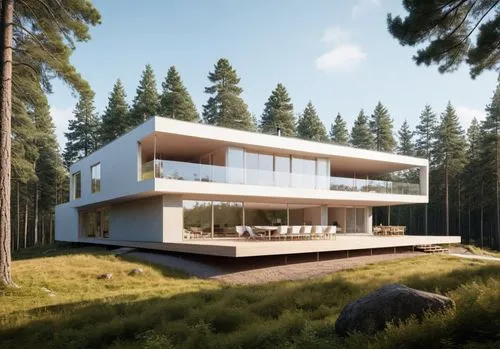 house in the forest,forest house,modern house,3d rendering,dunes house,cubic house,Photography,General,Realistic