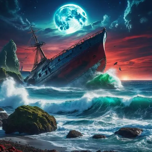 shipwreck,ghost ship,shipwrecked,fantasy picture,ship wreck,sea fantasy,Photography,General,Realistic