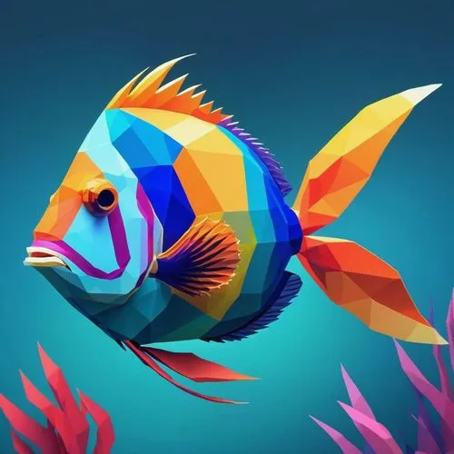 snapfish,rainbowfish,playfish,beautiful fish,fighting fish,blue fish,Unique,3D,Low Poly