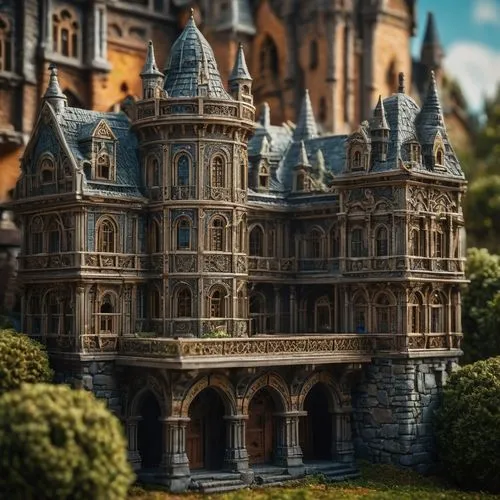 fairy tale castle,tilt shift,miniature house,fairytale castle,gold castle,castle,3d fantasy,3d render,victorian,french building,water castle,medieval architecture,castle of the corvin,miniature,palace,castles,europe palace,medieval castle,gaudí,medieval,Photography,General,Fantasy