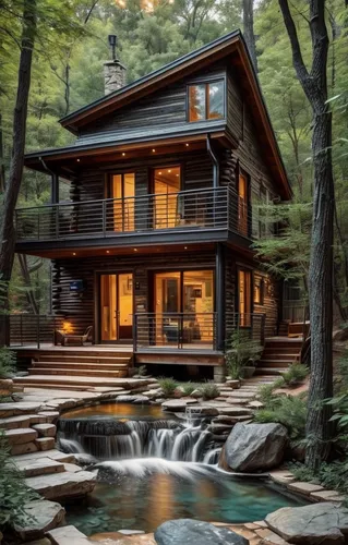 house cabin made of stone with a water fall
,the cabin in the mountains,house in the forest,log home,house in the mountains,house in mountains,beautiful home,water mill,log cabin,summer cottage,house 