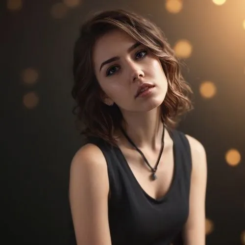 portrait background,black dress,necklace,visual effect lighting,romantic look,birce akalay,lis,romantic portrait,in a black dress,bokeh,elegant,portrait photography,beautiful young woman,young woman,p