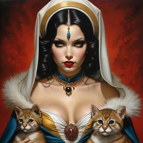 priestess,estess,viveros,tretchikoff,sorceresses,bastet,fantasy art,priestesses,hathor,sorceress,fantasy portrait,cleopatra,prophetess,yavana,sekhmet,etheria,drusilla,amidala,warrior woman,kittani,Illustration,Realistic Fantasy,Realistic Fantasy 10