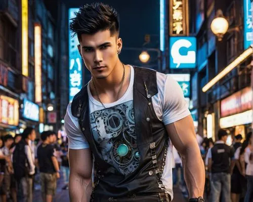 young model istanbul,male model,pompadour,vest,sleeveless shirt,fashion street,boy model,daemon,men's wear,men clothes,male character,boys fashion,ryan navion,isolated t-shirt,street fashion,cyberpunk,austin stirling,fuel-bowser,sience fiction,handsome model,Conceptual Art,Fantasy,Fantasy 25