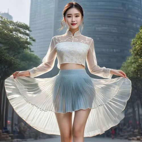 ballet tutu,see-through clothing,xuan lian,shuai jiao,janome chow,hoopskirt,phuquy,miss vietnam,rou jia mo,ballerina,white skirt,tutu,asian costume,overskirt,ballerina girl,women fashion,hanbok,twirling,kaew chao chom,skirt,Photography,General,Natural